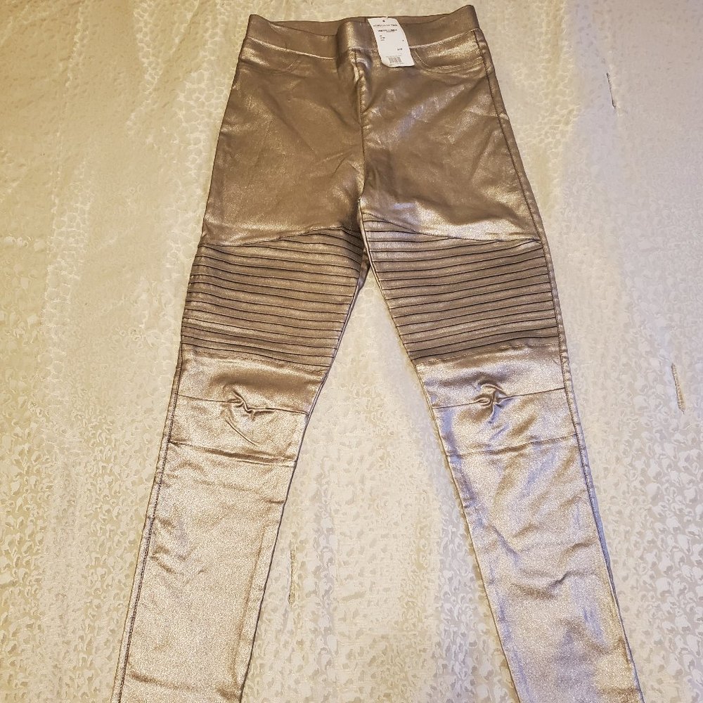 NWT METTALLIC GOLD LEGGINGS JR SZ M